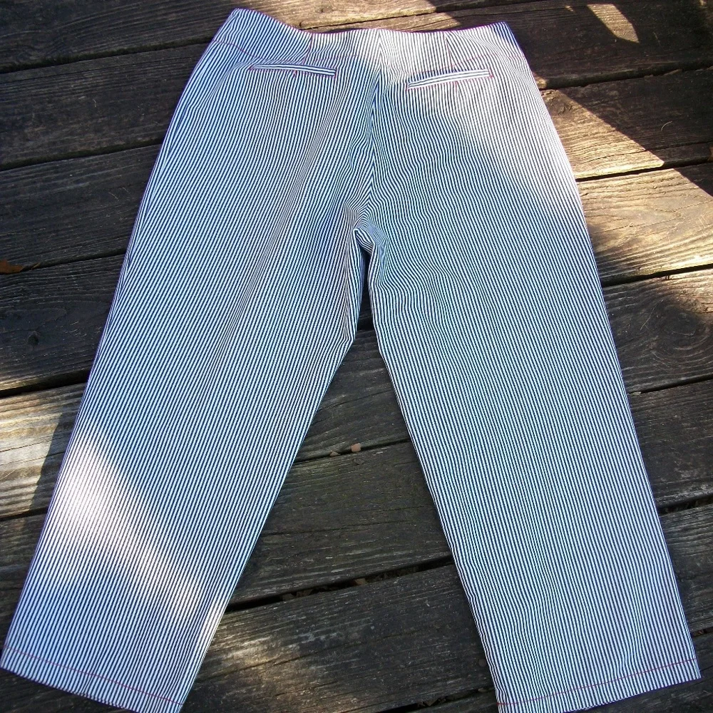 Harve` Benard Blue Pinstripe Capris – Size 12 - Picture 6 of 7